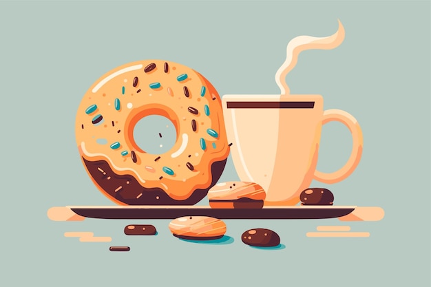 Delicious donut and a cup of coffee