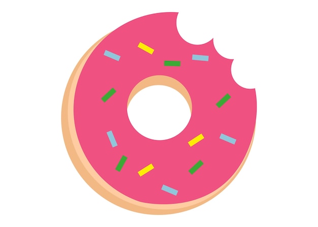 Delicious donut sweet snack in flat style vector illustration isolated