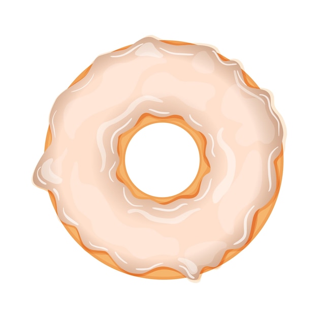 Delicious donut with white chocolate isolated on white background Realistic vector illustration