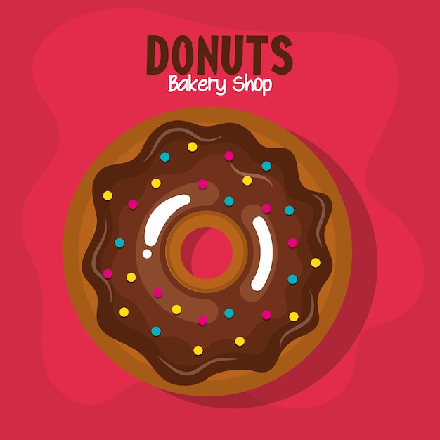 вкусный пончики пекарня магазин векторной иллюстрации дизайн