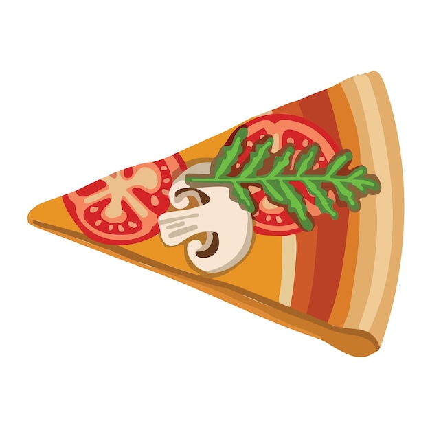 Delicious drawn slice of pizza with cheese illustration