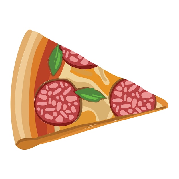 Delicious drawn slice of pizza with cheese illustration