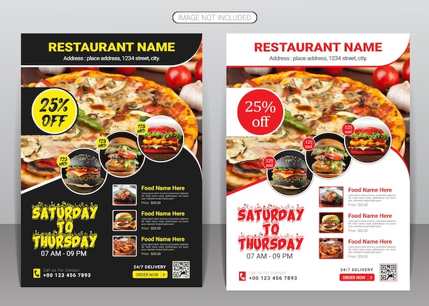 Vector delicious fast food burger flyer design and restaurant food menu flyer design template