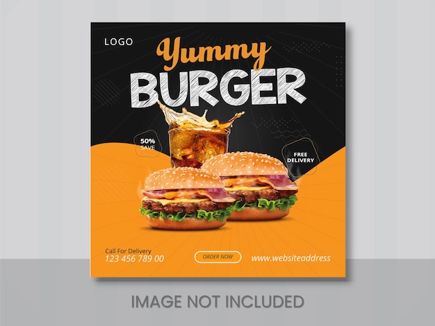 Delicious fast food discount restaurant burger menu business marketing social media instagram post