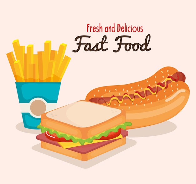 Delicious fast food icons vector illustration design