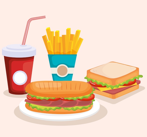 Vector delicious fast food icons vector illustration design