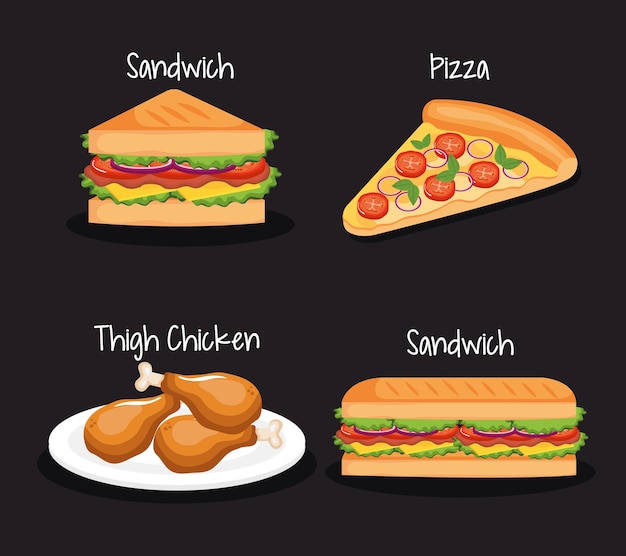 Vector delicious fast food icons vector illustration design