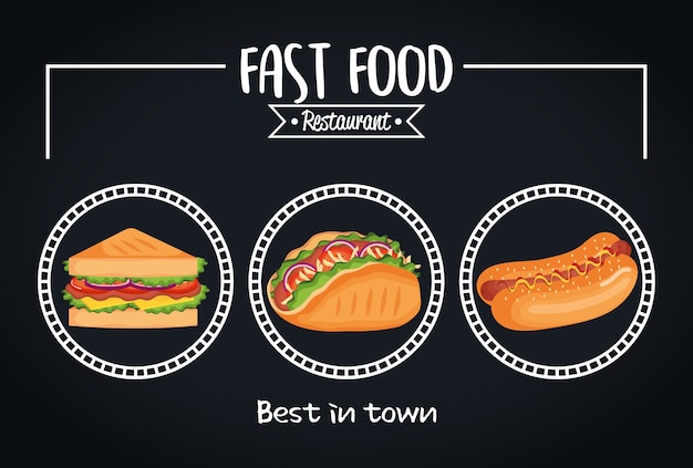 Vector delicious fast food restaurant menu card