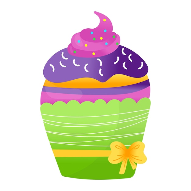 Vettore delizioso cupcake festivo celebrazione torta di frutta vacanza cottura elemento festa di compleanno isolato su