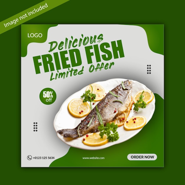 Delicious fish food social media and instagram post banner design template