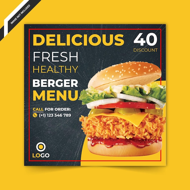 Delicious food banner Burger food menu's ontwerp sjabloon