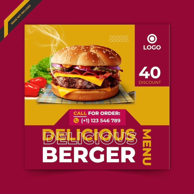 Vector delicious food banner burger food menus design template