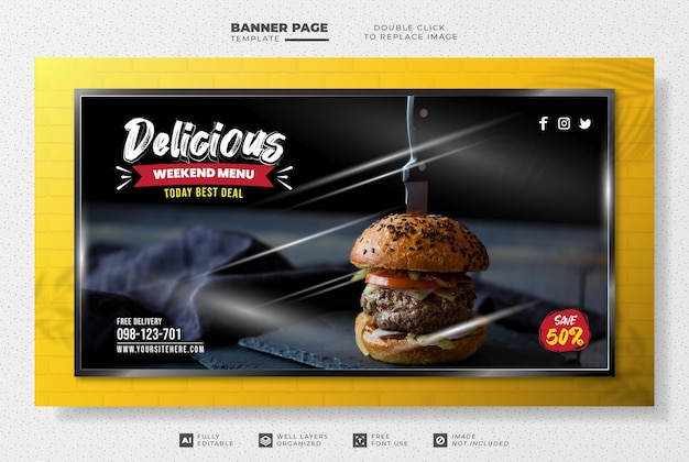 Delicious food banner template design