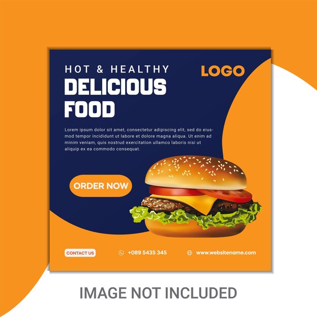 Delicious food burger social media instagram post banner template