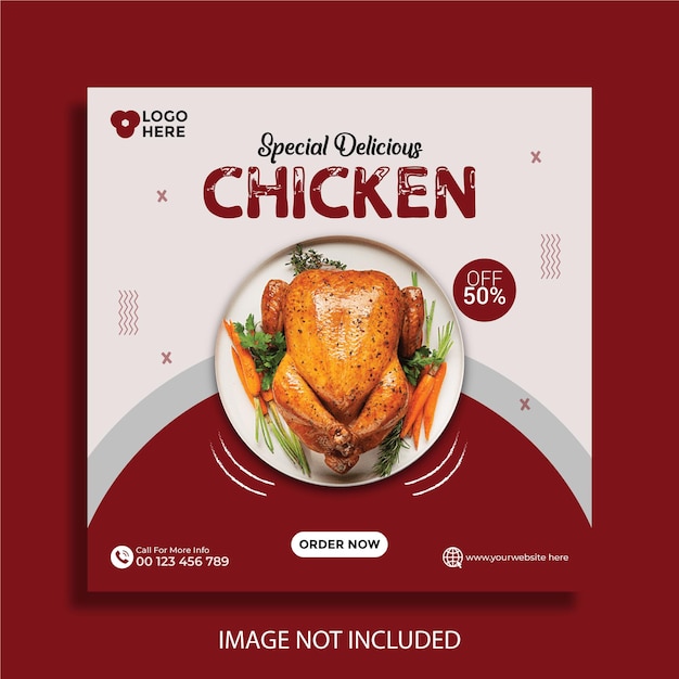 Delicious food chicken social media instagram template