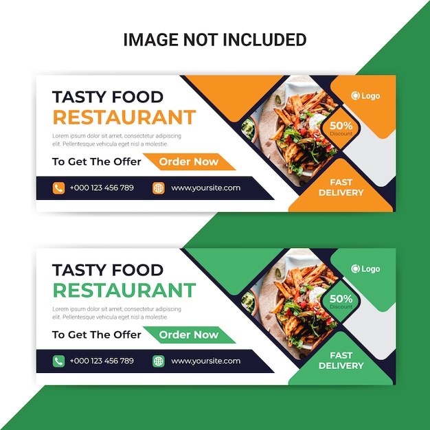 Vector delicious food facebook cover banner template for restaurant