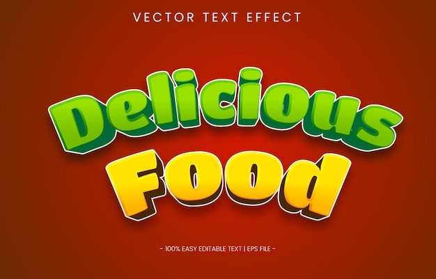 Vector delicious food green yellow color text effect 3d looks