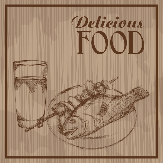 Delicious food hand drawn vintage poster 