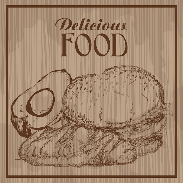 Delicious food hand drawn vintage poster 