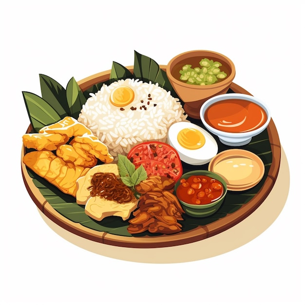 delicious food illustration indonesia traditional dish dinner indonesian lunch vector menu