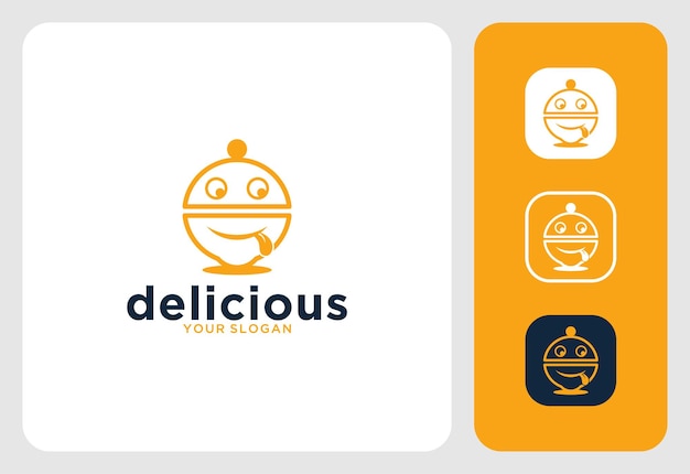 Delicious food line art logo design