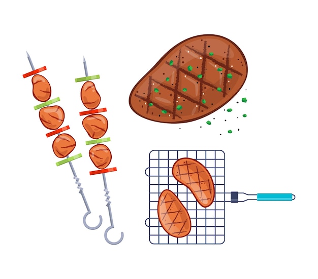 꼬치에 야채와 함께 맛있는 음식 고기 바베큐 시시 케밥