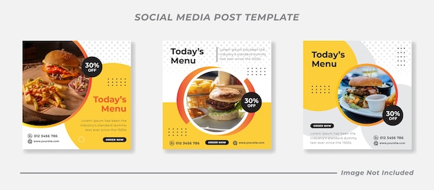 おいしい料理メニューとレストランのソーシャルメディア投稿テンプレート