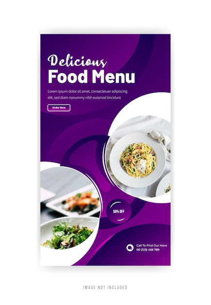Delicious food menu banner and post design premium vector
