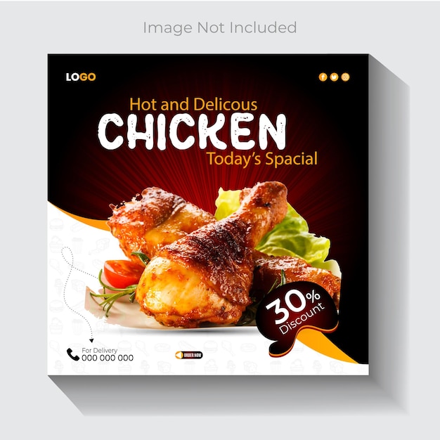 Vector delicious food menu banner for social media template