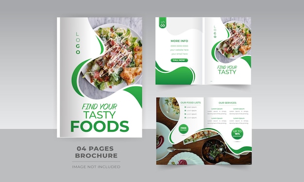 Вектор Меню delicious food, двойной 4-страничный шаблон дизайна брошюры, подходящий для ресторанного бизнеса