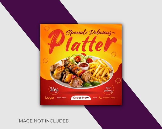 delicious food menu and instagram post template design