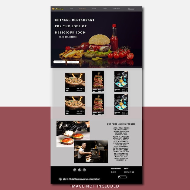 Delicious Food Menu landing page template or homepage design
