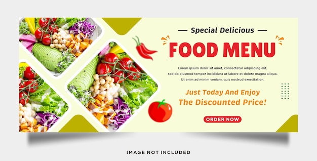 Vector delicious food menu and restaurant banner template