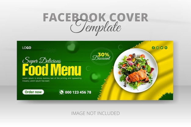 Menu di cibo delizioso e modello di banner di copertina facebook dei social media del ristorante