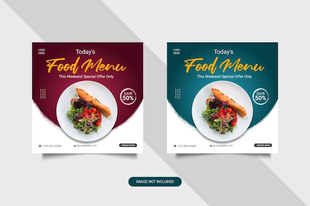 delicious food menu and restaurant social media template design concept