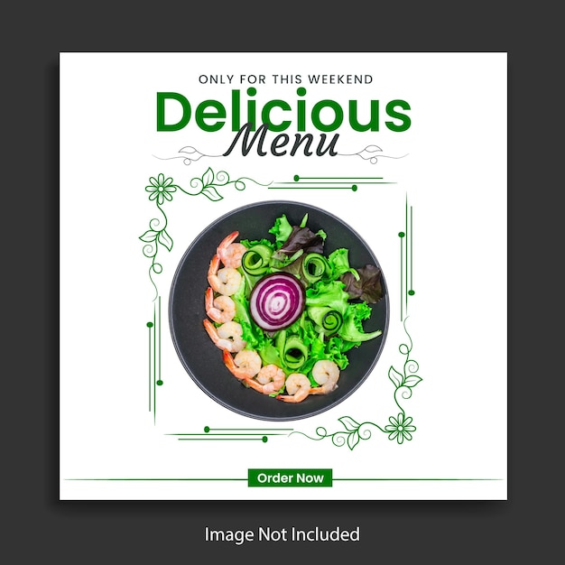 Delicious food menu social media banner Instagram template Facebook post