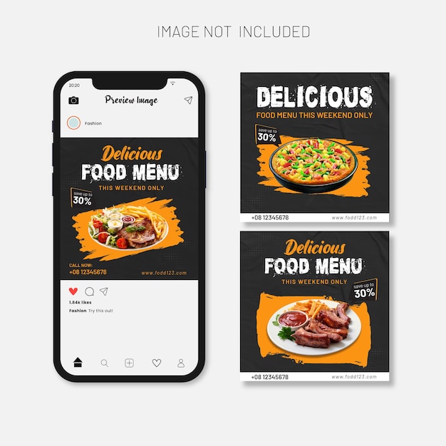 Vector delicious food menu social media banner template