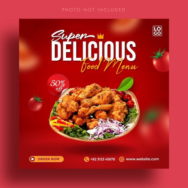 おいしい料理メニューソーシャルメディアInstagram投稿広告バナーテンプレート