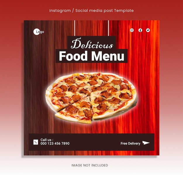 Delicious food menu social media or instagram post template