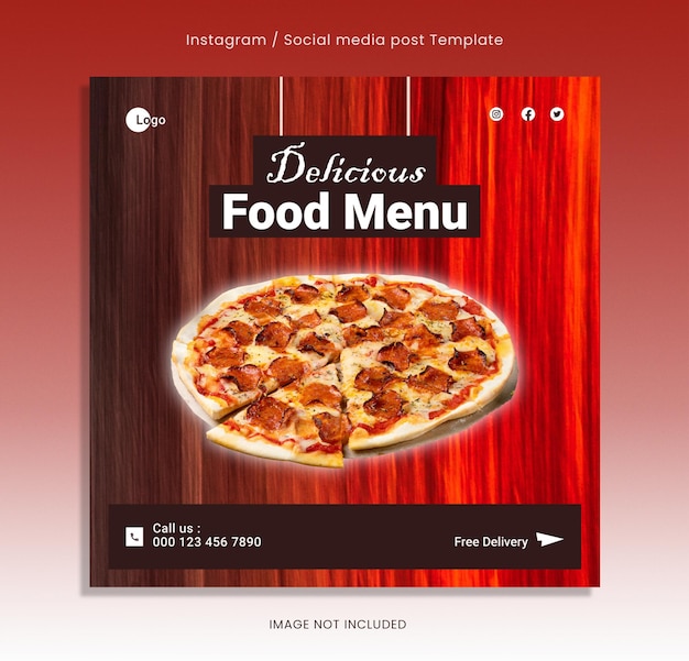 おいしい料理メニューのソーシャルメディアまたはInstagramの投稿テンプレート