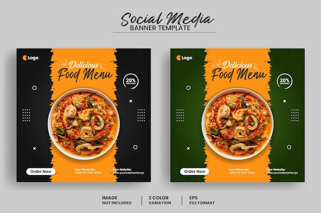 Delicious food menu social media post banner template and Instagram post banner template