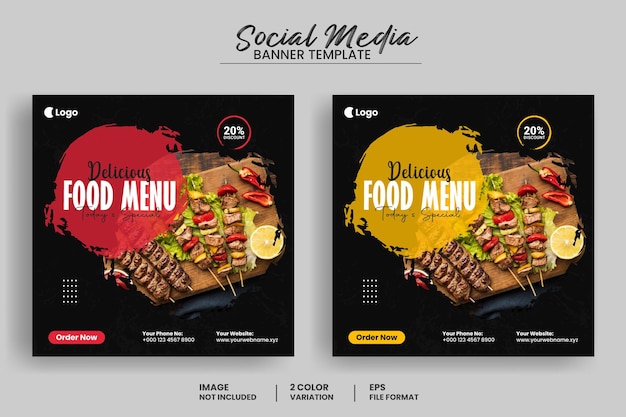 Delicious food menu social media post banner template and Instagram template