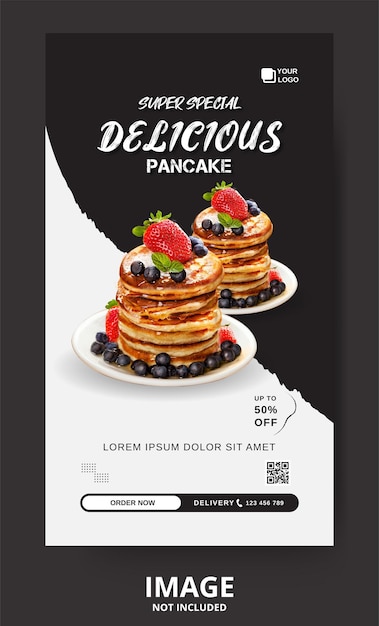 Vector delicious food menu social media post instagram story for promotion restaurant