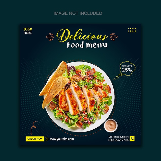 Vector delicious food menu social media post template