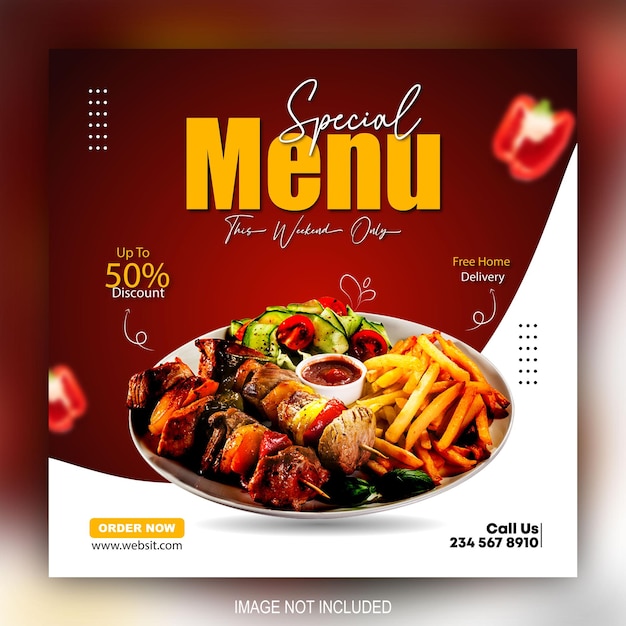 Delicious Food menu social media promotion template