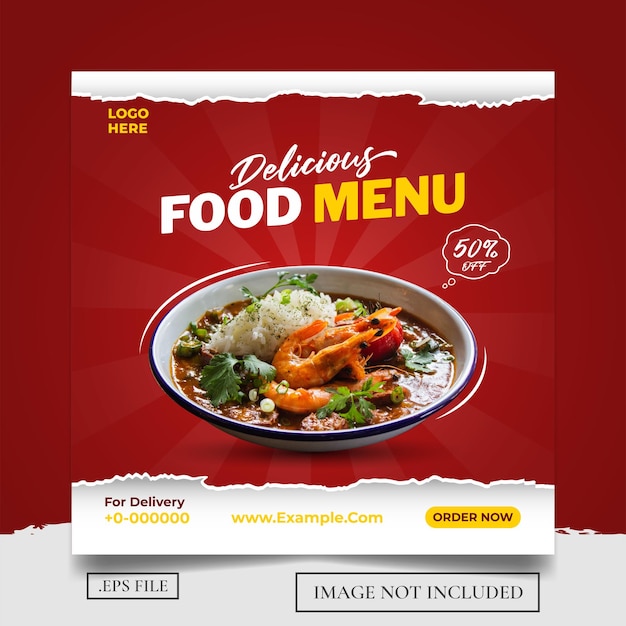 Delicious food menu social media template