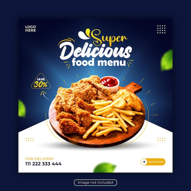 Delicious Food menu sociale media banner sjabloon