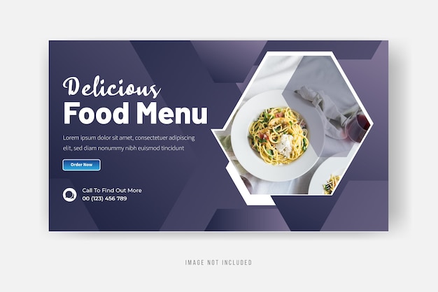 Delicious food menu YouTube thumbnail banner design premium vector