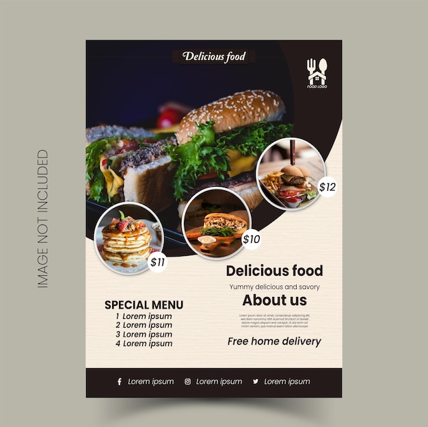 Delicious food restaurant flyer template