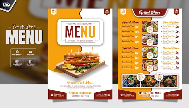 Delicious Food Restaurant Menu Ontwerp Template